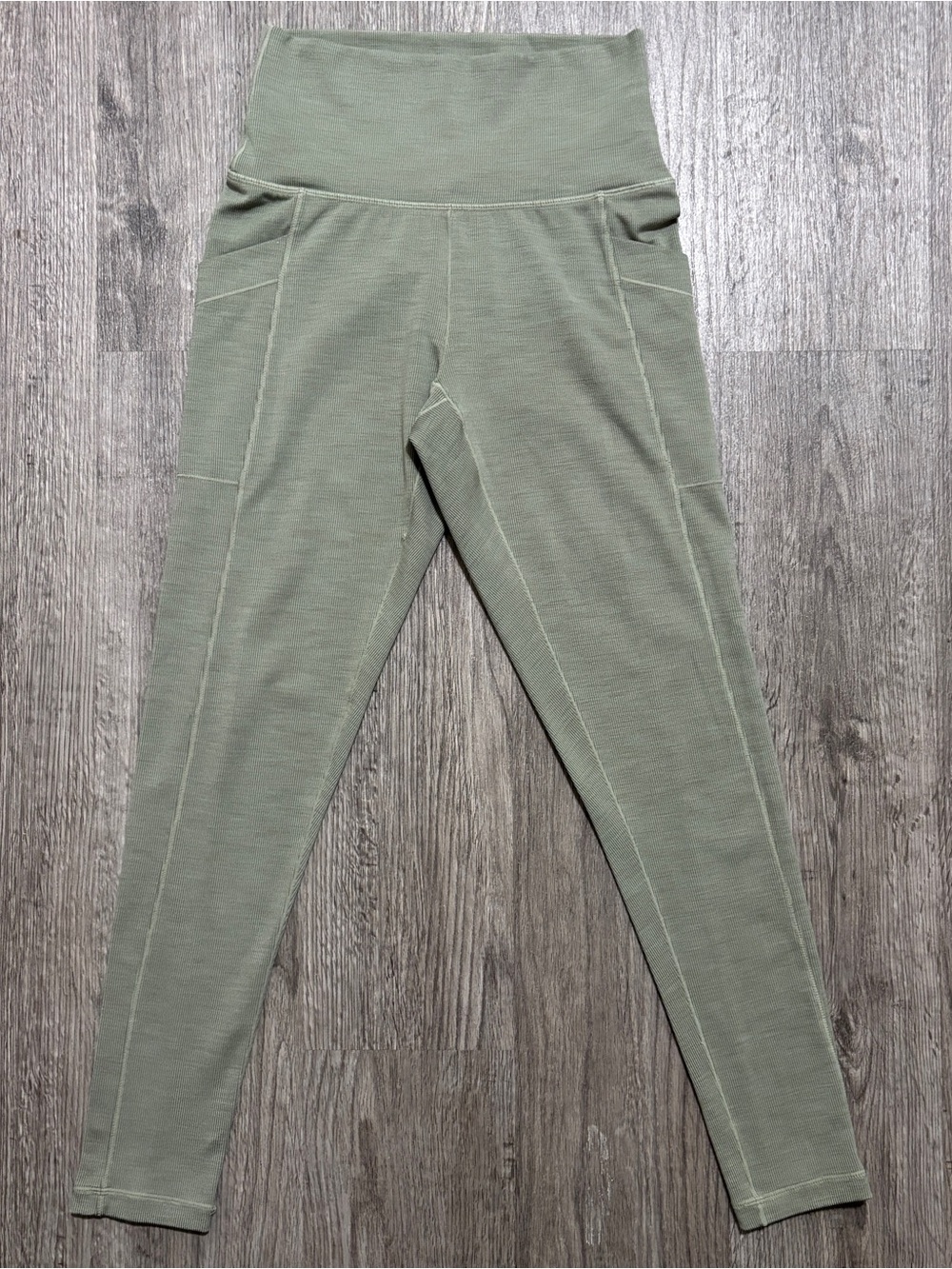 PrAna Women’s High Rise Ribbed Leggings Green Size Small Yoga Activewear